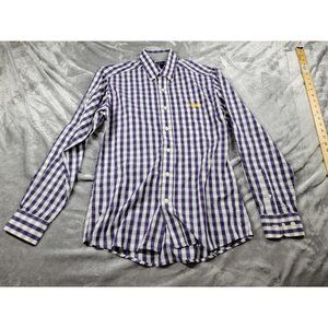 Antigua LSU Tigers Shirt Mens Small Purple Gingham Long Sleeve Button Up Preppy‎